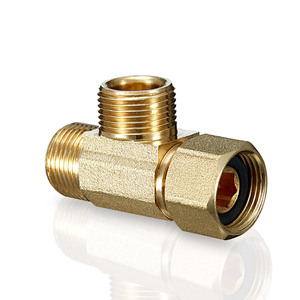 Robinet d'arrêt d'angle sans plomb, entrée à compression 3/8 x sortie 3/8, <span class=keywords><strong>raccord</strong></span> en T d'extension en laiton pour robinet, <span class=keywords><strong>lave</strong></span>-<span class=keywords><strong>vaisselle</strong></span>, réservoir de toilettes - Product Image 1