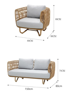 Chaises longues modernes en mousse rembourrée pour jardin, terrasse extérieure, salon d'événements, chaise en rotin