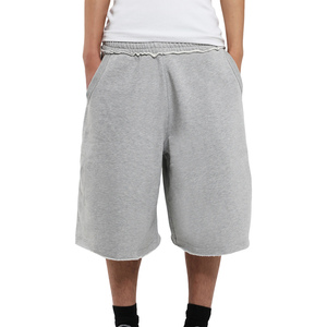 Pantalones Cortos de Felpa de Algodón para Hombre, de Alta Calidad, con Dobladillo sin Rematar, Estilo Holgado y Pierna Ancha, Estilo Urbano - Product Image 1