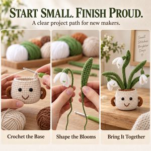 Maceta de Flores Tejida a Crochet, Mini Tulipán, Margarita, Girasol, Adorno de Planta Tejida para Coche, Escritorio, Estante, Regalo Navideño, Decoración - Product Image 3