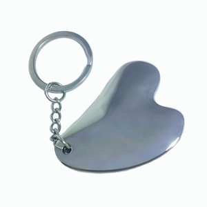 Outil Gua Sha personnalisé en alliage de zinc, masseur en métal argenté avec porte-clés pour une utilisation portable - Product Image 1