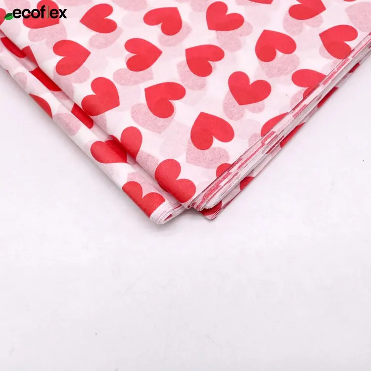 Personalized Printed Logo Heart Shape Pastel Wrapping Sheets Custom Tissue Paper