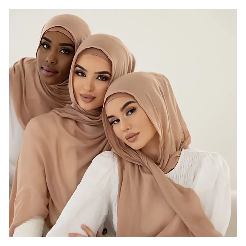 Toptan özelleştirmek hafif düz başörtüsü müslüman kadınlar şal çift dikişler kenar viskon Rayon pamuk Modal eşarp başörtüsü