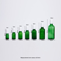 Bouteille à bille en verre transparent vert avec logo personnalisé, 0,5 oz, 5 ml, 15 ml, 100 ml, bouteilles en verre rechargeables pour distributeur d'huile corporelle en stock