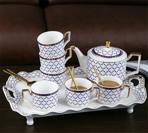Wholesale Restaurant <strong>Antique</strong> Modern Fine Exquisite Bone China <strong>Tea</strong> <strong>Set</strong> with <strong>Tea</strong> Pot and Tray - Product Image 5