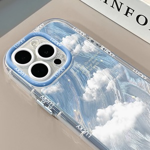 PH587 <span class=keywords><strong>bleu</strong></span> <span class=keywords><strong>ciel</strong></span> et nuages blancs adapté pour <span class=keywords><strong>iPhone</strong></span> 16promax crème plume fil Simple coque de téléphone pour <span class=keywords><strong>iPhone</strong></span> 15 <span class=keywords><strong>11</strong></span>/14 Promax - Product Image 2