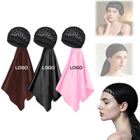 Foulard de protection pour cheveux 2-en-1 en satin avec filet intégré pour dormir et voyager, idéal après le soin des cheveux au silk press, avec foulard offert