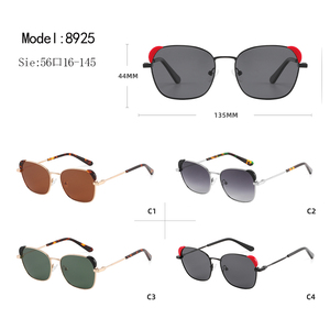 Unisex Cat Eye <b>Sunglasses</b> Black Frame Red Accents UV400 Protection Adult - Product Image 3