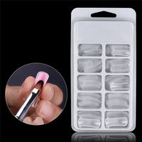 French 3D Amande Gouttelettes d'Eau Cercueil Ongles Conseils Gel de Couleur Naturelle DIY Entièrement Appliqué XXL Demi-Couverture Stiletto Fingers Design