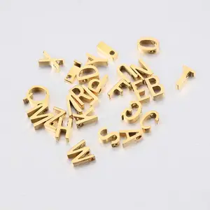 Vergoldeter Edelstahls piegel Polierter Schmuck Alphabet Charms für Armband