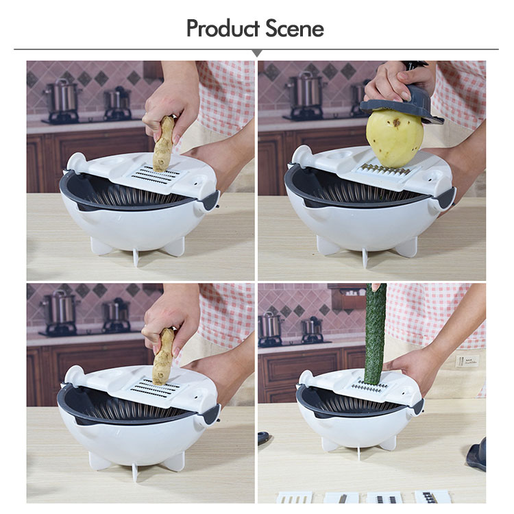 Plastic Sink Drain Basket Multifunctional Vegetable Cutter Gray White