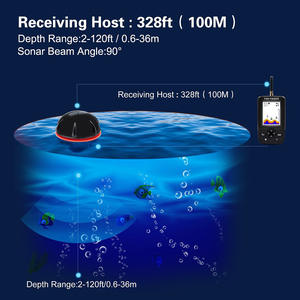 Promotion <span class=keywords><strong>Sonar</strong></span> de pêche HD sous-marin 100m avec écran couleur noir-rouge, capteur sans fil spécial pour bateau, batterie portable IP68 - Product Image 3