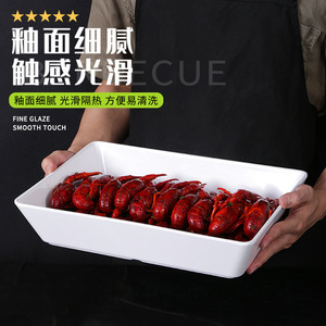 Melamine Rectangular <b>Trays</b> 6 Pack White Serving Platters For Food Display Hotel Restaurant Use - Product Image 3