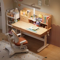 Table d'étude moderne en bois pour enfants avec lampe intégrée pour la protection des yeux et design multifonctionnel