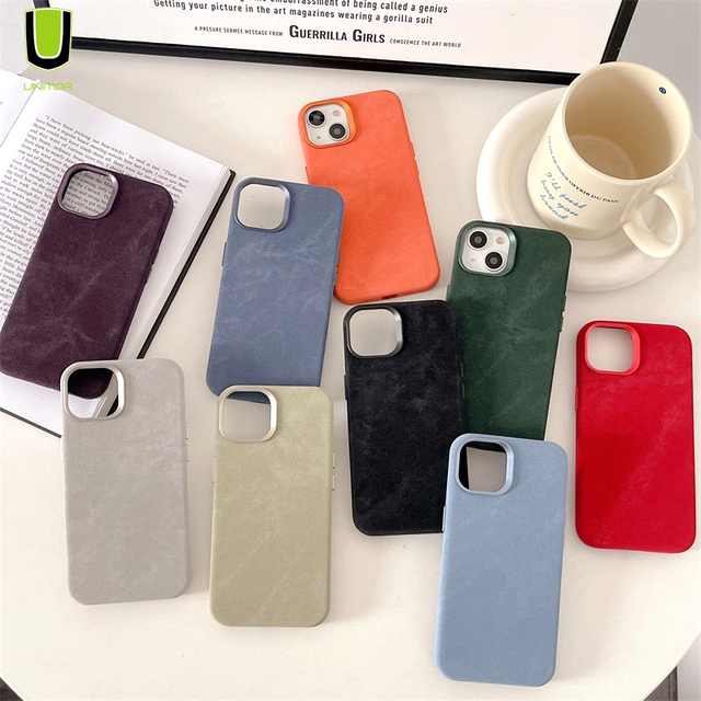Mobile Phone Case Cover for iPhone 15 Jeans Pattern Fiber Leather Magnetic Case Wholesale Luxury Custom for I Phone Cover