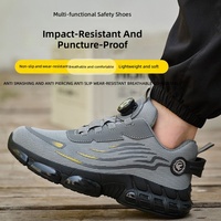 Chaussures de sécurité grises en maille nid d'abeille avec embout composite, anti-choc, anti-perforation, coussin d'air, antidérapantes, légères, type baskets