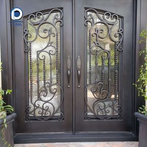 Puerta de Entrada Doble de Hierro Forjado para Villa o Apartamento, Personalizada, con Vidrio - Product Image 2