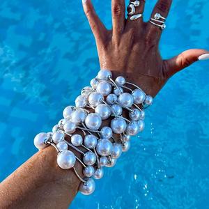 Kaimei 2026, joyería de moda, 1 pieza, pulsera de perlas gruesas grandes para mujer, bolas de plata gruesas para mujer, pulseras redondas de perlas con cuentas para mujer - Product Image 6