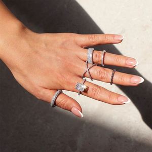 Hot Sell S925 <b>Silver</b> 4ct Rectangle Eternity Band 5A 8A Cubic Zirconia Halo Promise Engagement Wedding Stainless Steel <b>Ring</b> <b>Men</b> - Product Image 3