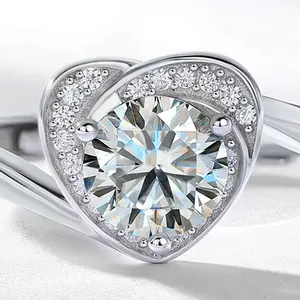 Kacy Wholesale Price Round Moissanite Diamond 1ct 925 Silver Round Moissanite Engagement Ring
