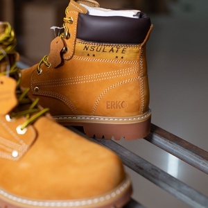 Wholesale Men's Brown Ankle-Height Work <b>Boots</b> Winter Outdoor Safety Comfort Construction Shoes Genuine Leather Lace-Up Autumn - Product Image 6