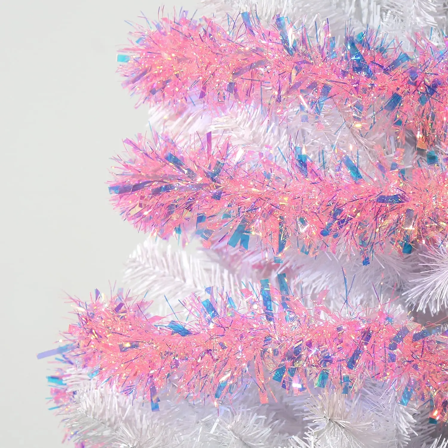 คุณภาพสูง PVC Tinsel Garland ประกายสีชมพูสีทองขนาดที่กําหนดเองในร่มแขวนตกแต่งวันเกิดงานแต่งงานปีใหม่