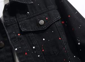 แจ็คเก็ตยีนส์ขายาวมีรอยขาดสำหรับผู้ชายเสื้อแจ็คเก็ตผ้ายีนส์แนวสตรีทปรับแต่งได้สำหรับผู้ชาย2025 - Product Image 4