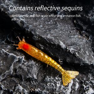 OEM ODM 2 pièces/Blister Pack 6,3g 10cm/10g 11,5cm Appât souple biomimétique en forme de crevette avec paillettes laser, appât artificiel souple en forme de crevette pour <span class=keywords><strong>la</strong></span> pêche - Product Image 2