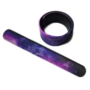 Pulseira de arco-íris flexível, pulseira de silicone para adulto, extra longa, com logotipo