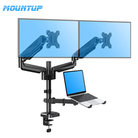 Support d'ordinateur portable et de moniteur Support de bureau réglable pour moniteur Ressort à gaz Double moniteur et bras de montage pour ordinateur portable