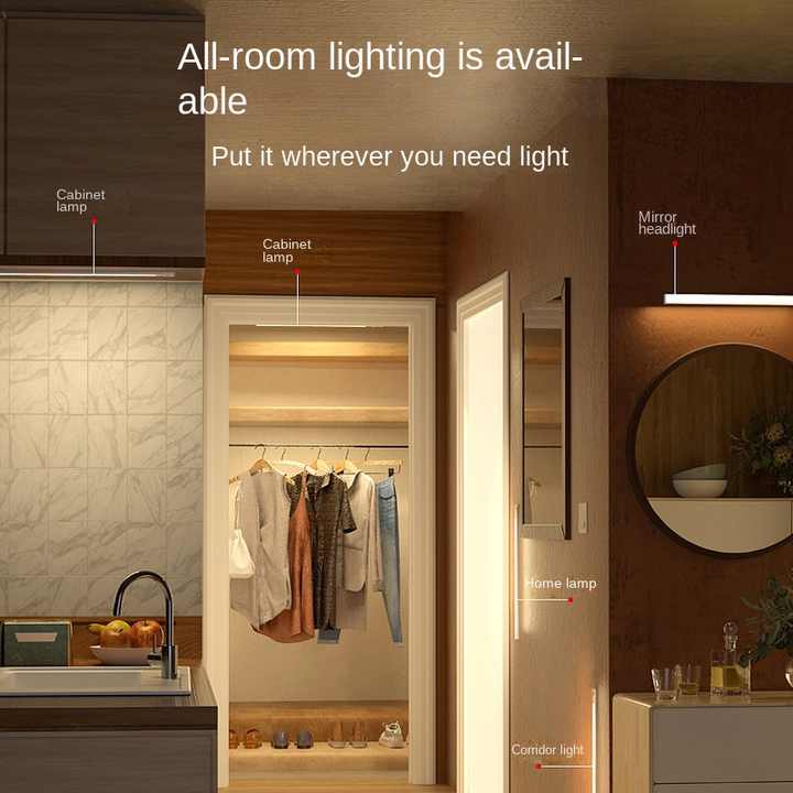 China Factory Led Motion Sensor Under Cabinet Light Built-in Rechargeable Battery Motion Detector Lights Three-color Lighting