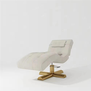 Camilla de Masaje Curva Ajustable Negra, Mesa de Tratamiento Facial de Cuero PU para Salón, Base Dorada - Product Image 4