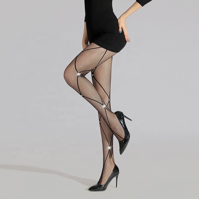Calze a rete a rete Sexy all'ingrosso collant donna calze a rete in Nylon  con strass