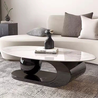 Table basse ovale moderne de luxe en acier inoxydable pour salon-Meubles durables et faciles à nettoyer