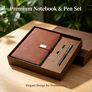 Ensemble de luxe personnalisé en cuir PU, cuir souple au toucher de la peau, ensemble de bloc-notes A5 pratique pour le bureau, journal avec stylo pour les entreprises - Product Image 4