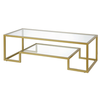 Table basse rectangulaire de luxe moderne en acier inoxydable classique noir et or clair avec finition chromée pour le salon
