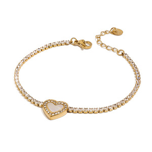 Pulsera de Diamantes en Forma de Corazón Yueli, Joyería de Oro para Uso Diario de Mujer - Product Image 5