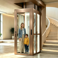 Ascensore Moderno per Villa, Elevatore di Lusso per Casa, Cabina in Vetro Senza Ingranaggi, in Lega di Alluminio Scorrevole, per Townhouse da 2 a 4 Piani, 400kg, Certificato CE