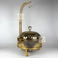 Plat à réchaud suspendu en acier inoxydable plaqué or 8L avec texture diamantée, chauffe-plats pour mariages, hôtels, buffets et banquets
