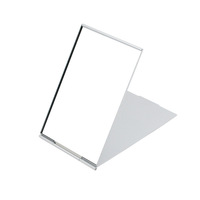 Miroir de maquillage pliable portable, miroir sur pied en alliage d'aluminium ultra fin, miroir cosmétique de bureau en verre transparent pour la maison, le bureau et les voyages