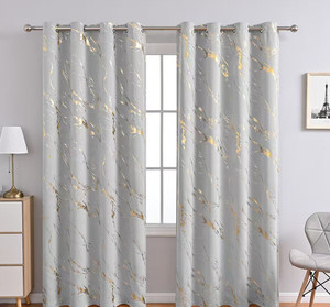 Xinlan Tùy chỉnh màu trắng và vàng màn rèm cửa kim loại vàng đá cẩm thạch hoa văn Nhiệt Cách Nhiệt rèm cửa sổ - Product Image 1