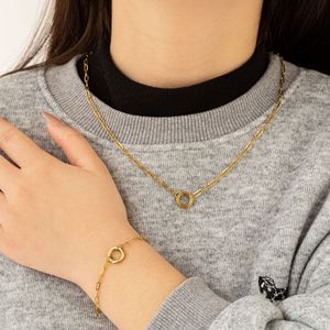 Minimalistische 18k Vergoldete Halskette Edelstahl O-Verschluss Federringverschluss Büroklammer-Kette DIY Kettenhalskette - Product Image 4