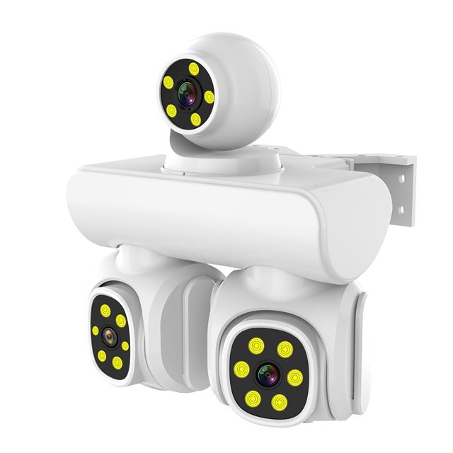 Outdoor Triple Cameras Cctv WIFI Security System Ip Network Camera 3 Ptz 3 Lens Network Ip Camera