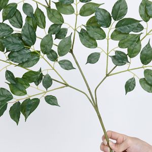 Plantes vertes artificielles Dream Castle, bouquet de feuilles de bonheur à 3 branches, fleurs en soie, décoration de mariage et de maison, 30cm-100cm - Product Image 4