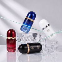 Vente en gros de flacons en verre ronds de luxe en forme de capsule vides de 30 ml, 40 ml, 60 ml, 100 ml, 120 ml pour soins de la peau avec pompe à lotion