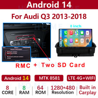 Android 14 MTK8581 8 pouces sans fil Carplay Auto Car Multimedia Player Stereo pour Audi Q3 2013-2018 Video Radio GPS Navigation