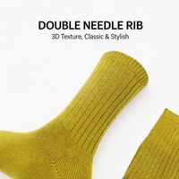 Chaussettes mi-mollet en coton premium à fil épais, tricot jacquard double aiguille, couleur unie, douces, respirantes, pour hommes et femmes, usage quotidien, ODM
