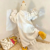 Pyjama combinaison en polaire corail chaud d'hiver, motif dessin animé, pour couples, en forme de canard blanc, pour la maison, cosplay ou soirée déguisée