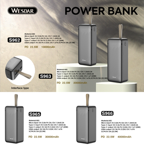 Batterie externe OEM 40000mAh, charge rapide 22.5W et PD20W, 2 ports USB + Type-C avec affichage numérique, chargeur portable pour téléphone - Product Image 2