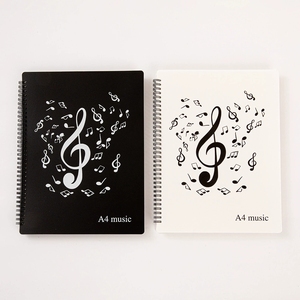 Wholesale Black White 2‑color <b>A4</b> Coil‑Bound Music <b>Folder</b> Custom Treble Printed Sheet Music Organizer For Music School Supplies - Product Image 1